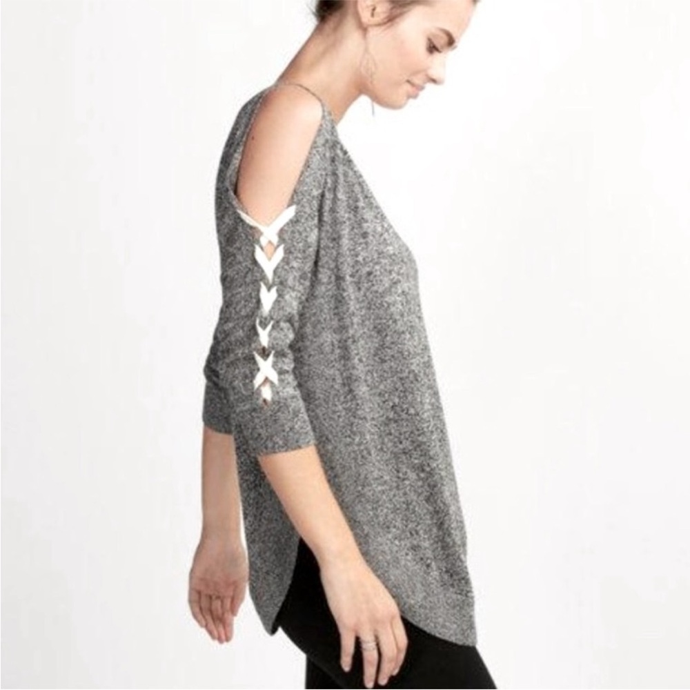 Express Lace Up Cold Shoulder Sweater XS